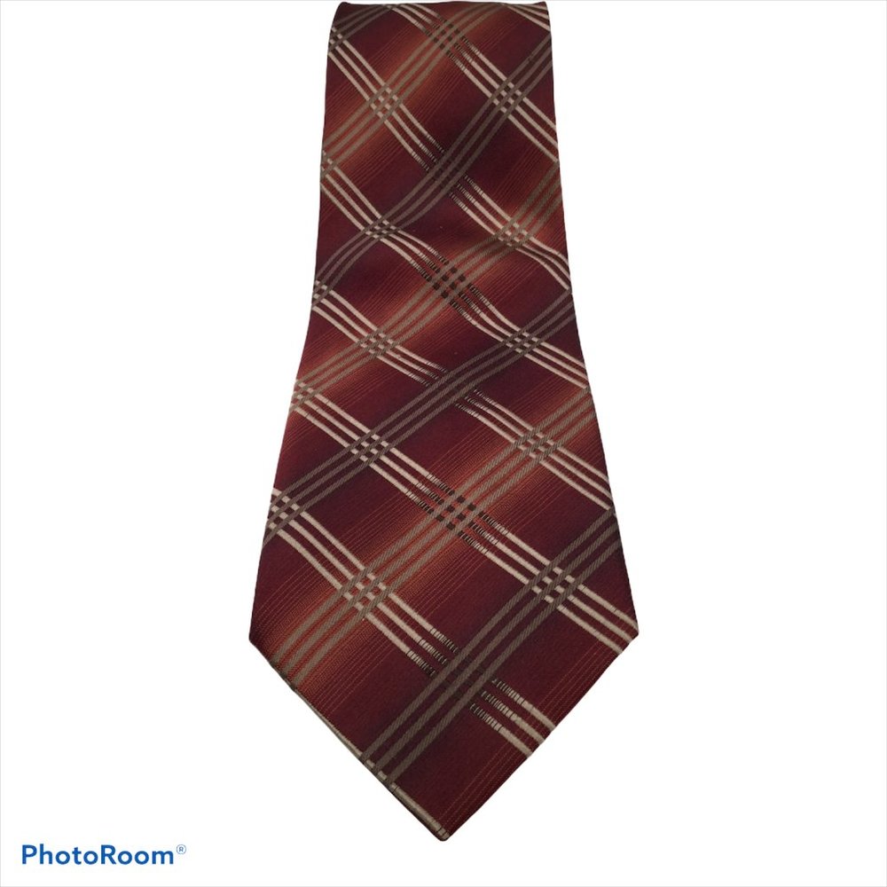 Kenneth Cole Silk Handmade Burgundy & Gold Tie